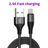 Amazon Hot Selling 3ft 6ft 5V/2.4A Cable trenzado de cable USB de carga rápida para el cargador de iPhone para el cable de datos Lightning