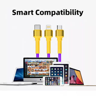3 en 1 1 m cable de carga para iPhone 14 iPad Air Samsung Xiaomi TPE Sync Charge USB Tipo C Cable micro para OnePlus 10 Realme